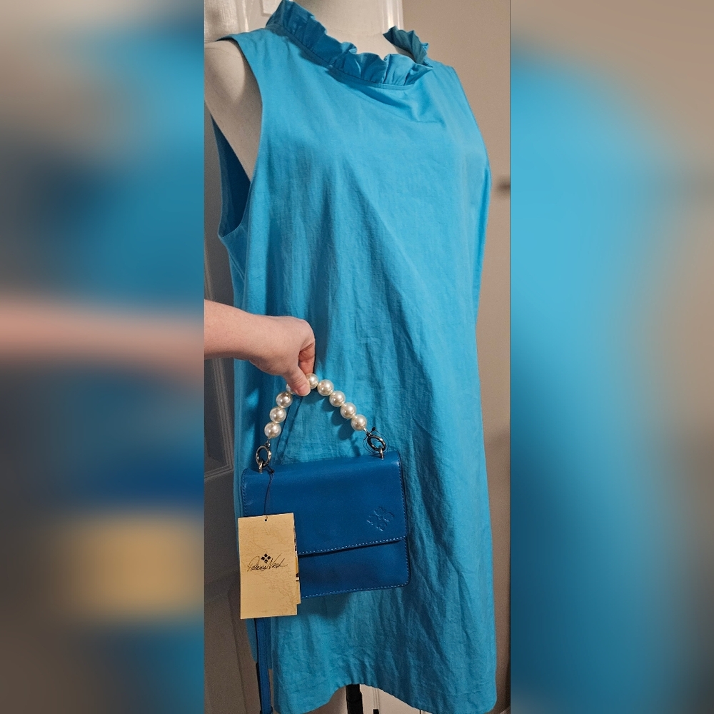 NWT Patricia Nash Leather Veolia Crossbody W/ Detachable Pearl Handle: Turquoise - Picture 5 of 15
